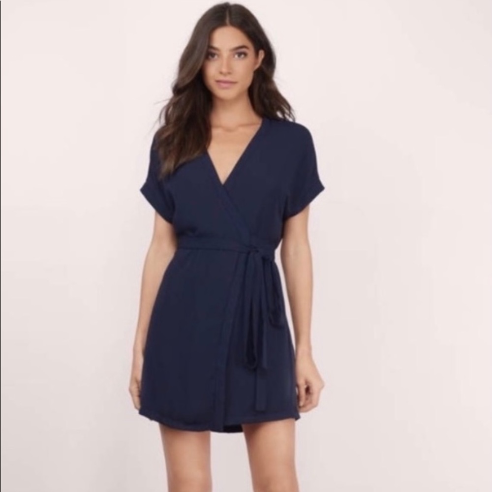 Tobi navy blue wrap mini dress